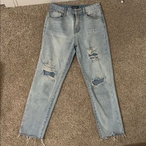 High Rise Distressed Mom Jeans